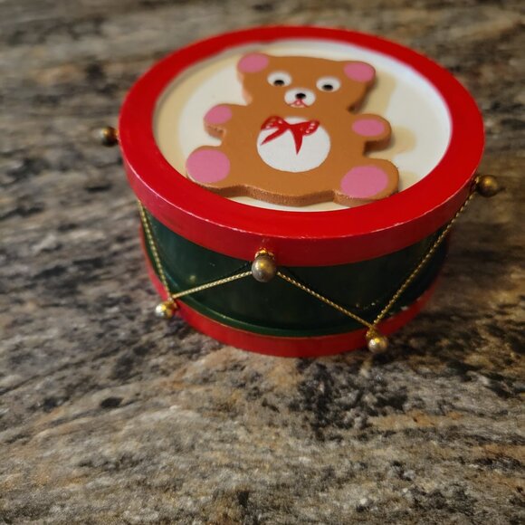 Vintage Bear Toy Drum Christmas Ornament - Picture 3 of 6